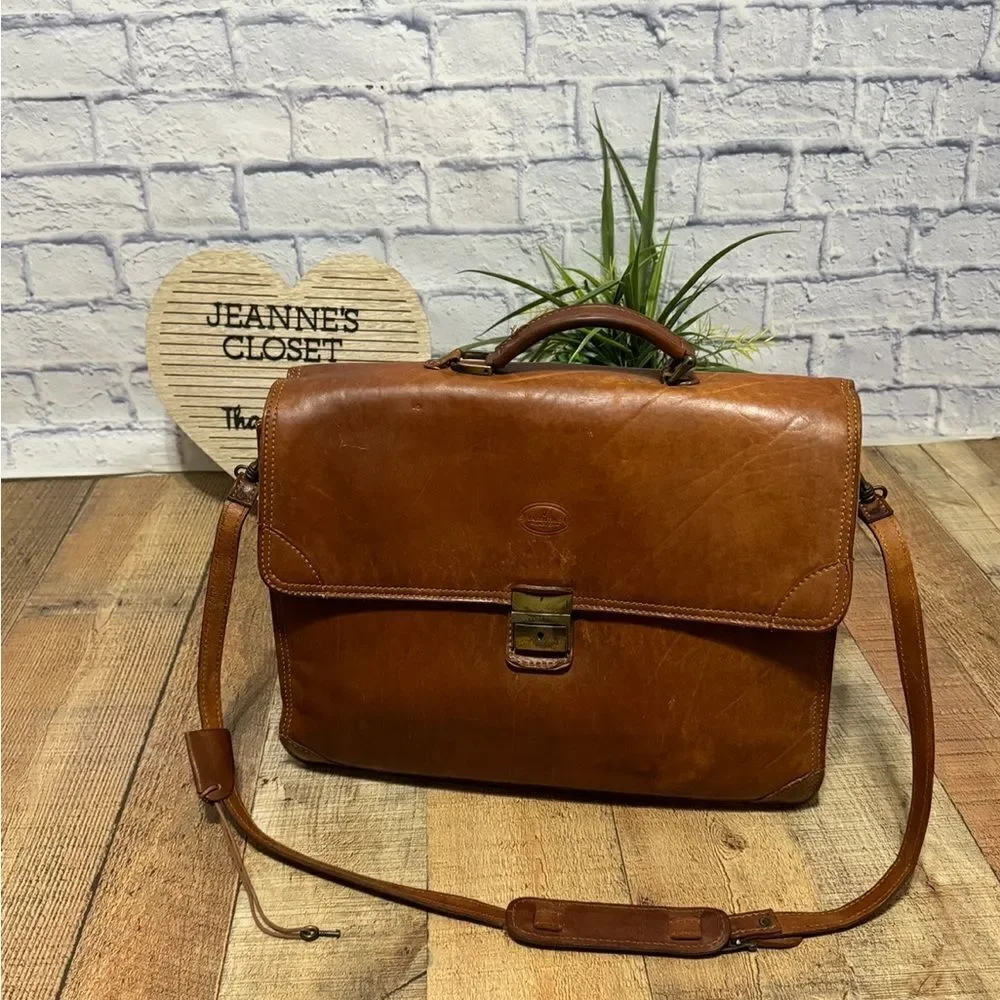 Vintage VALENTINO Leather Briefcase Document Bag With Working Key COA